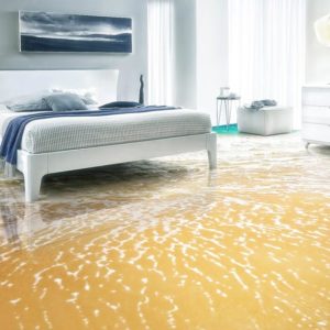 Pavimenti 3D in resina per camera da letto con bagnasciuga